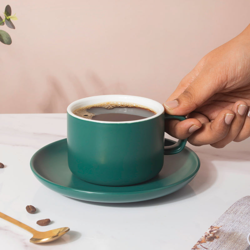 Tranquil Teal Teacup And Saucer- Tea cup, coffee cup, cup for tea | Cups and Mugs for Office Table & Home Decoration