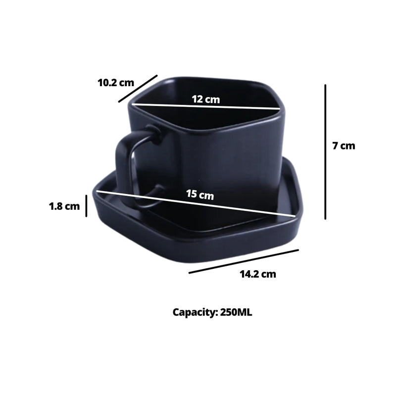 Pentagon Mug with Saucer Blue- Tea cup, coffee cup, cup for tea | Cups and Mugs for Office Table & Home Decoration