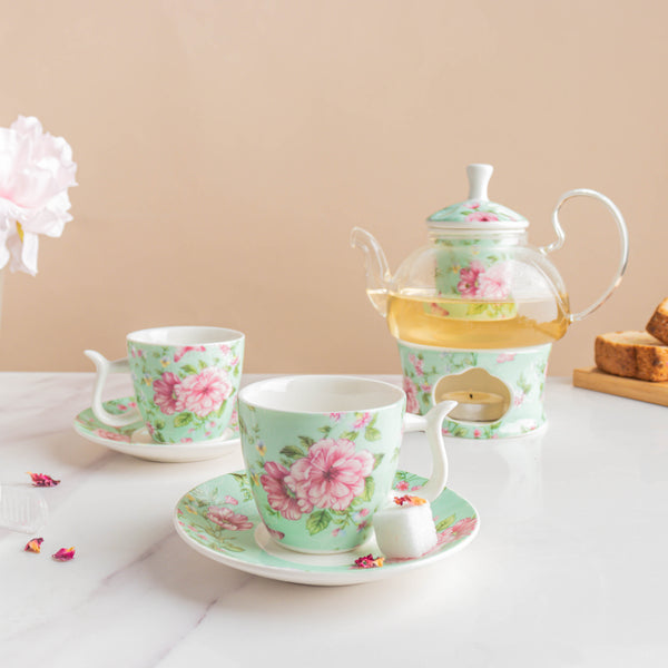 JARDIN High Tea Cup and Saucer Set - Tea cup set, tea set, teapot set | Tea set for Dining Table & Home Decor