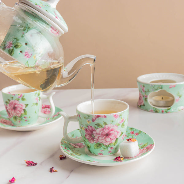 JARDIN High Tea Cup and Saucer Set - Tea cup set, tea set, teapot set | Tea set for Dining Table & Home Decor