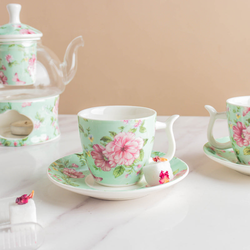JARDIN High Tea Cup and Saucer Set - Tea cup set, tea set, teapot set | Tea set for Dining Table & Home Decor
