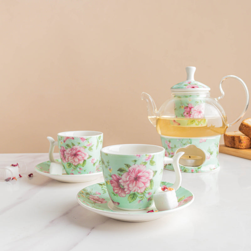 JARDIN High Tea Cup and Saucer Set - Tea cup set, tea set, teapot set | Tea set for Dining Table & Home Decor