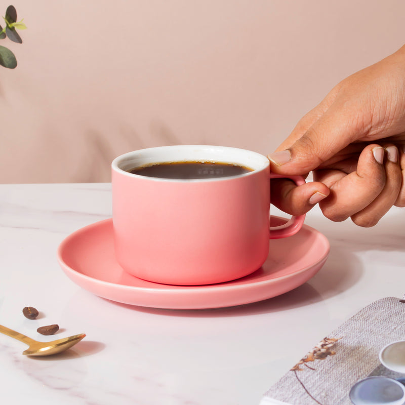 Peony Pink Teacup And Saucer- Tea cup, coffee cup, cup for tea | Cups and Mugs for Office Table & Home Decoration