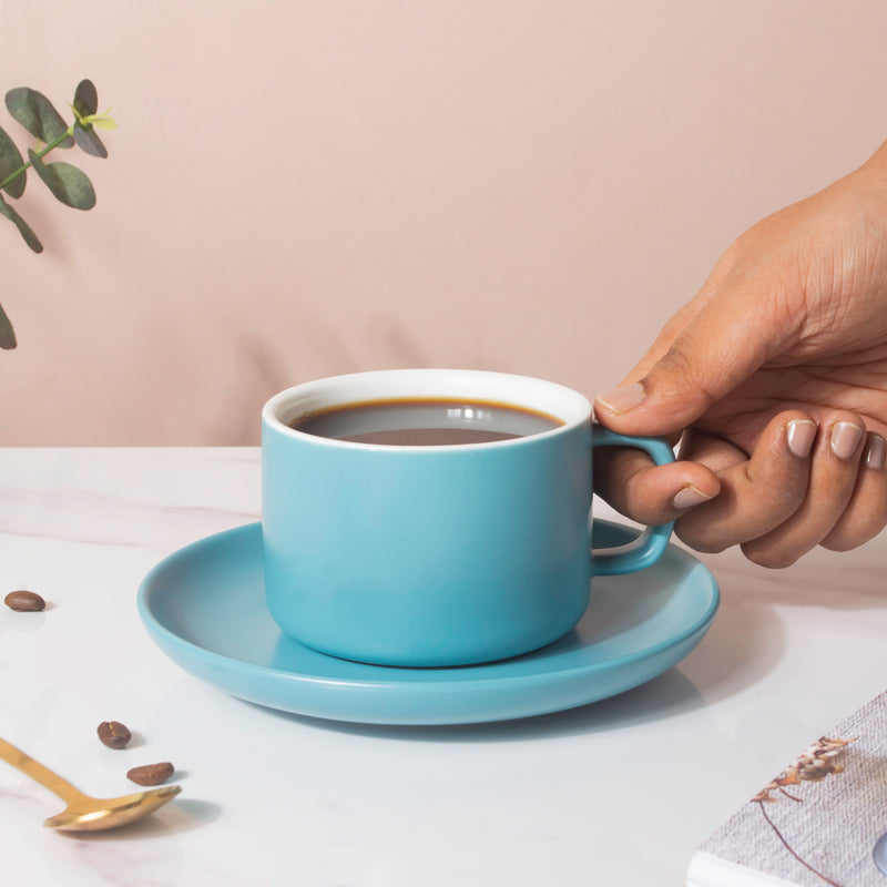 Celestial Blue Teacup And Saucer- Tea cup, coffee cup, cup for tea | Cups and Mugs for Office Table & Home Decoration