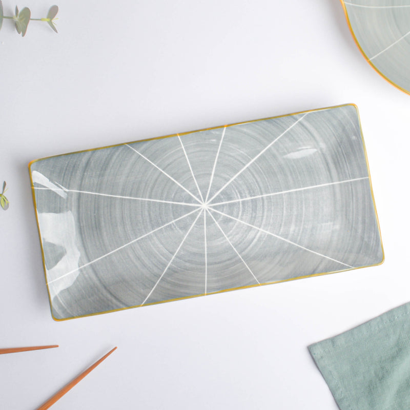 Willow Dark Grey Ceramic Long Plate 11 inch - Ceramic platter, serving platter, fruit platter | Plates for dining table & home decor