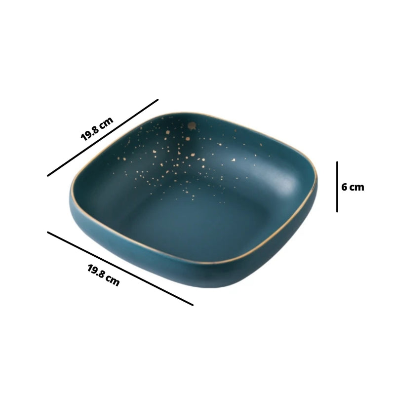 Cara Square Serving Bowl - Midnight Green - Bowl, ceramic bowl, serving bowls, noodle bowl, salad bowls, bowl for snacks | Bowls for dining table & home decor