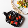 Black Marble Side Platter - Ceramic platter, serving platter, fruit platter | Plates for dining table & home decor