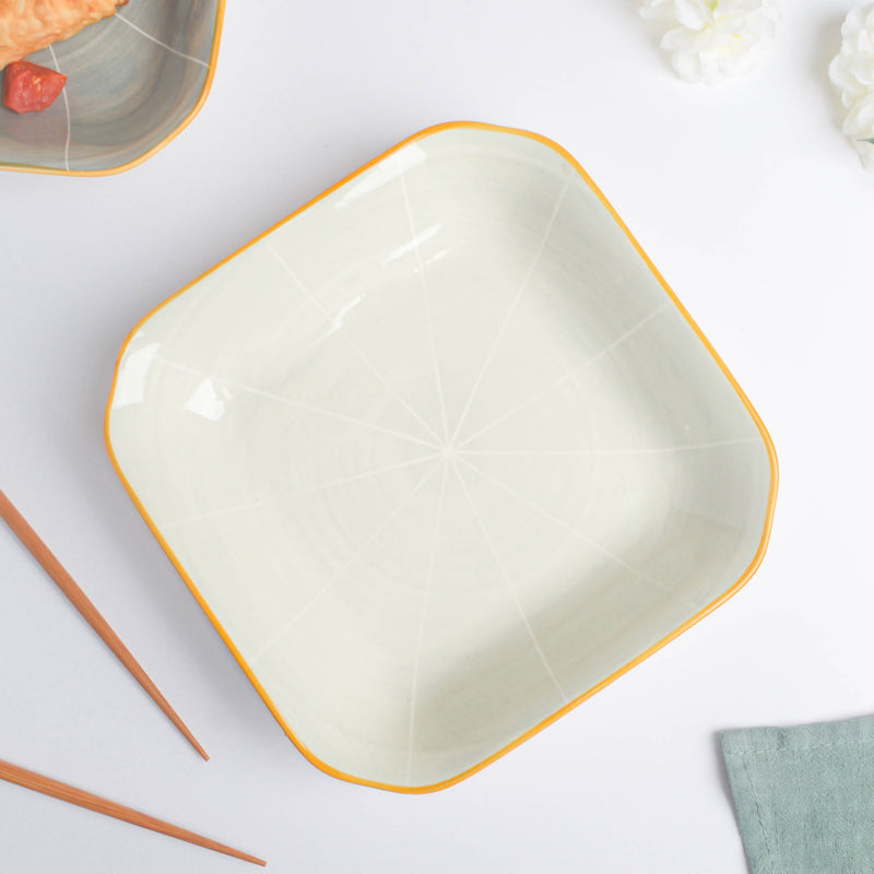 Willow Light Grey Square Ceramic Deep Dish - Serving plate, snack plate, dessert plate | Plates for dining & home decor