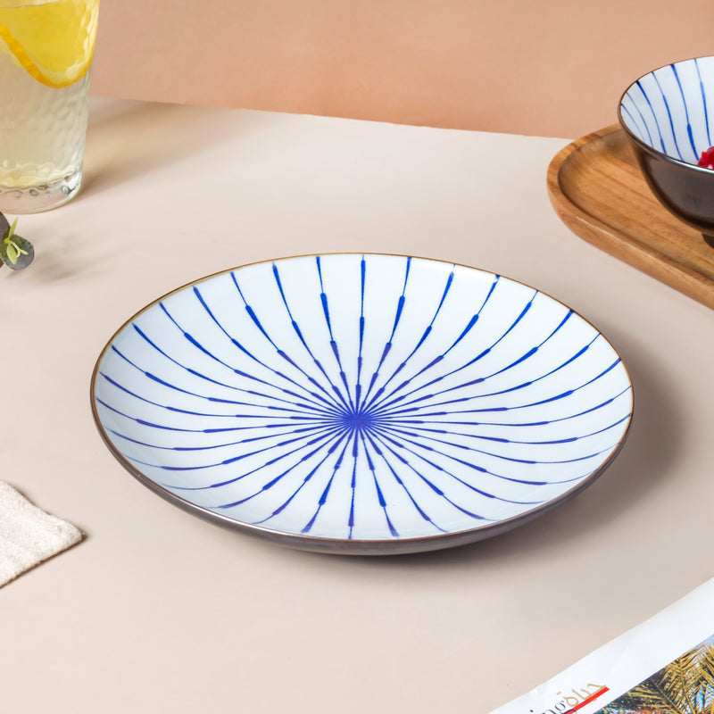 Caspian Cobalt Blue White Plate 7.5 Inch - Serving plate, snack plate, dessert plate | Plates for dining & home decor