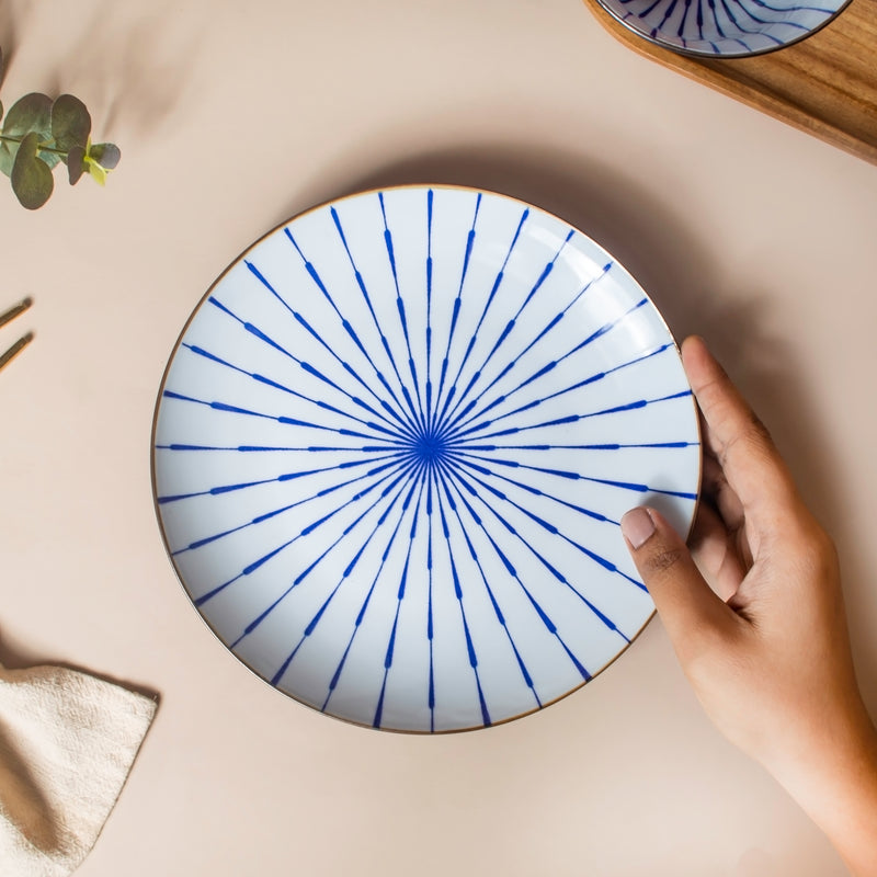 Caspian Cobalt Blue White Plate 7.5 Inch - Serving plate, snack plate, dessert plate | Plates for dining & home decor