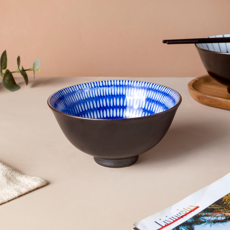 Caspian Cobalt Blue Soup Bowl 200ml - Bowl, soup bowl, ceramic bowl, snack bowls, curry bowl, popcorn bowls | Bowls for dining table & home decor