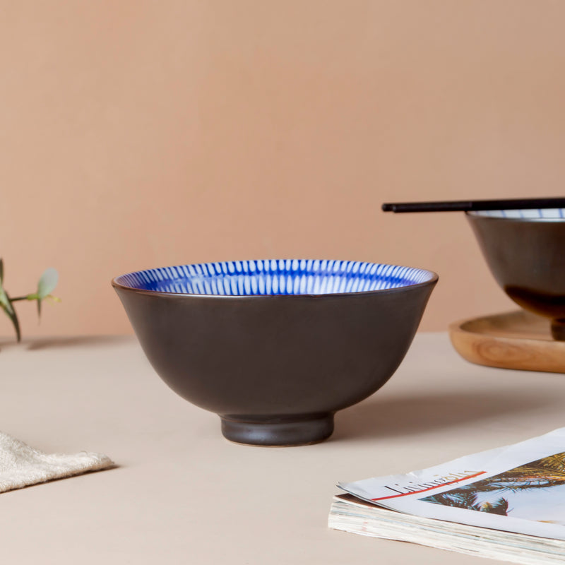 Caspian Cobalt Blue Soup Bowl 200ml - Bowl, soup bowl, ceramic bowl, snack bowls, curry bowl, popcorn bowls | Bowls for dining table & home decor