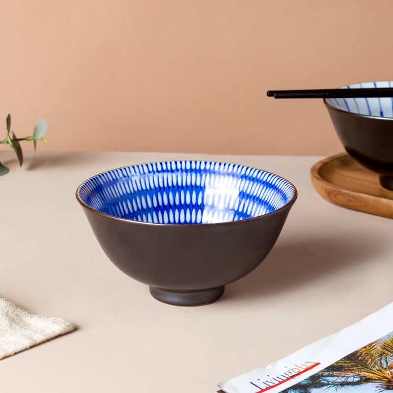 Caspian Cobalt Blue Soup Bowl 200ml - Bowl, soup bowl, ceramic bowl, snack bowls, curry bowl, popcorn bowls | Bowls for dining table & home decor