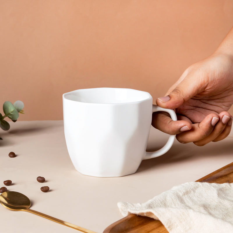 Serena White Embossed Cup- Tea cup, coffee cup, cup for tea | Cups and Mugs for Office Table & Home Decoration