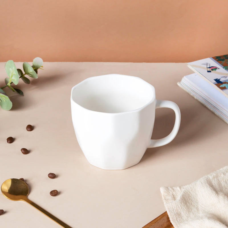 Serena White Embossed Cup- Tea cup, coffee cup, cup for tea | Cups and Mugs for Office Table & Home Decoration