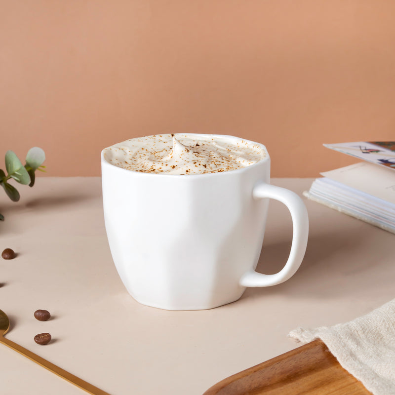 Serena White Embossed Cup- Tea cup, coffee cup, cup for tea | Cups and Mugs for Office Table & Home Decoration