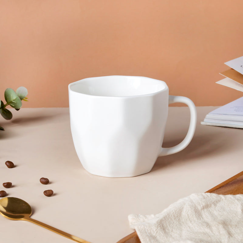 Serena White Embossed Cup- Tea cup, coffee cup, cup for tea | Cups and Mugs for Office Table & Home Decoration