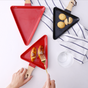 MERRY triangle plate with wooden handle - red - Ceramic platter, serving platter, fruit platter | Plates for dining table & home decor