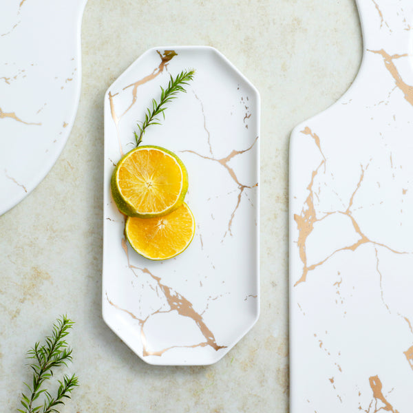 Marble Long Plates - Ceramic platter, serving platter, fruit platter | Plates for dining table & home decor