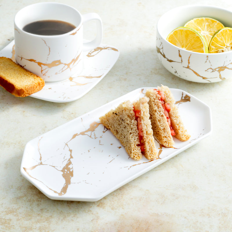 Marble Long Plates - Ceramic platter, serving platter, fruit platter | Plates for dining table & home decor