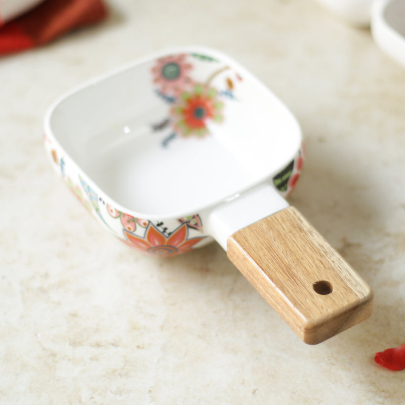 Floral Bowl with Handle - Serving bowls, noodle bowl, snack bowl, curry bowl | Bowls for dining & home decor