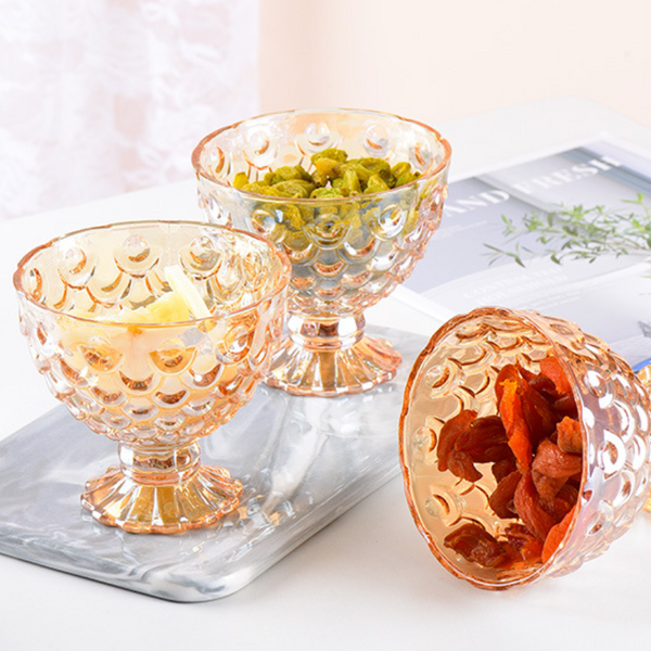 Amber Dessert Bowl Set of 7 - Bowl, glass bowl, snack bowls, dessert bowls | Bowls for dining table & home decor