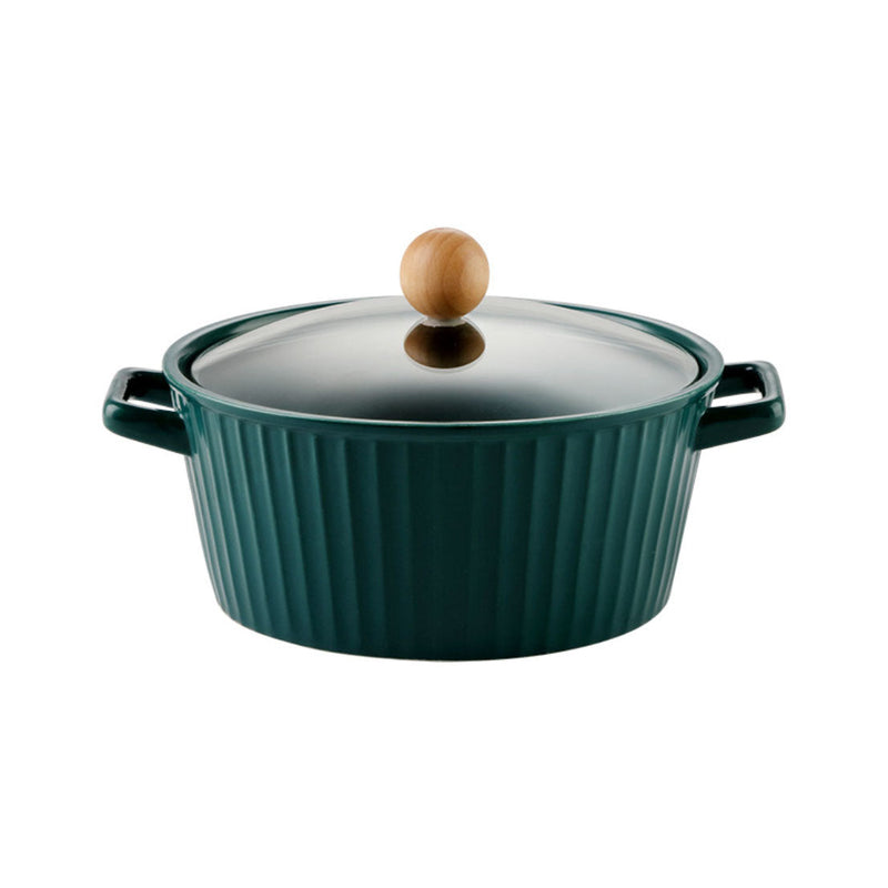 Serving Pot With Lid Green - Bowl, ceramic bowl, serving bowls, noodle bowl, salad bowls, bowl for snacks, baking bowls, large serving bowl, bowl with handle | Bowls for dining table & home decor
