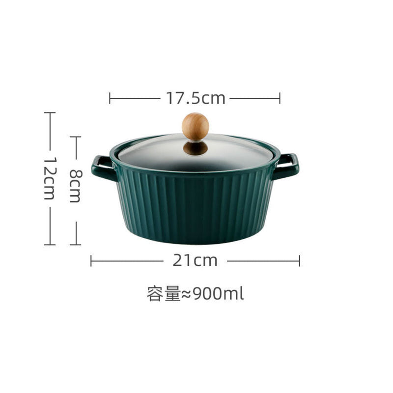 Serving Pot With Lid Green - Bowl, ceramic bowl, serving bowls, noodle bowl, salad bowls, bowl for snacks, baking bowls, large serving bowl, bowl with handle | Bowls for dining table & home decor