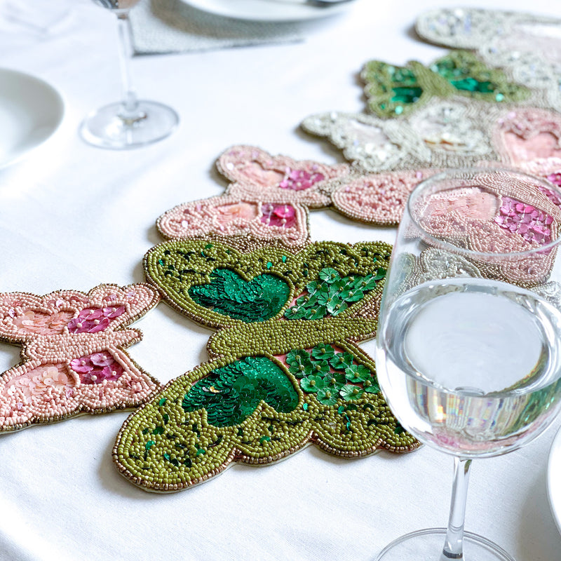 BEADS Butterfly Runner - Pink Green White