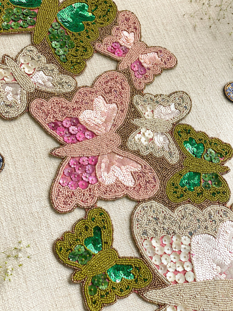 BEADS Butterfly Runner - Pink Green White