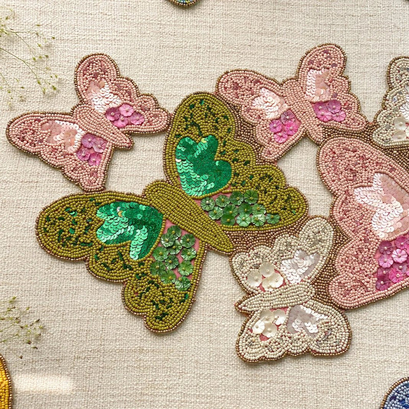 BEADS Butterfly Runner - Pink Green White