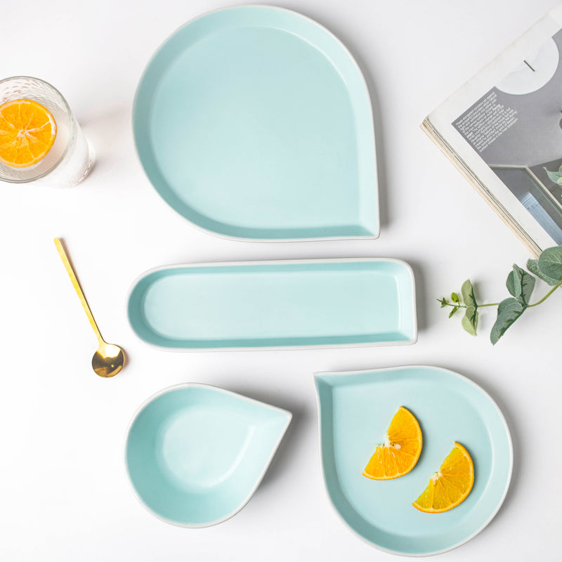 Dew Pink And Blue 19 Piece Pasta Snack Set For 6