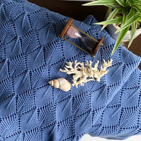 Horizon Knitted Cable Throw Blanket - Blue - Nestasia Home Decor