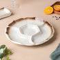 Cavern Clay Sectioned Party Platter - Serving plate, snack plate, momo plate, plate with compartment | Plates for dining table & home decor