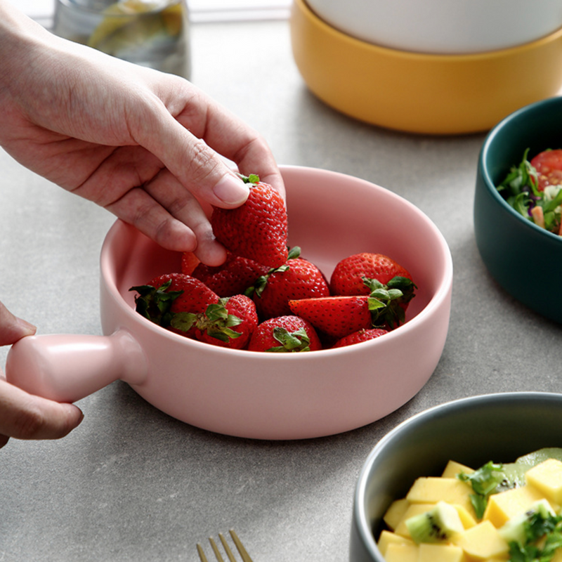 Baking Bowl with Handle Pink - Kitchen utensil, salad bowl, serving bowl with handle | Bowls for dining table & home decor