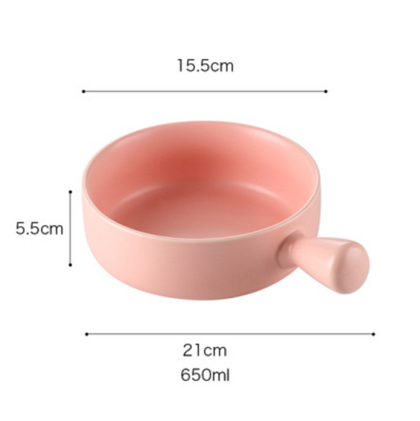 Baking Bowl with Handle Pink - Kitchen utensil, salad bowl, serving bowl with handle | Bowls for dining table & home decor