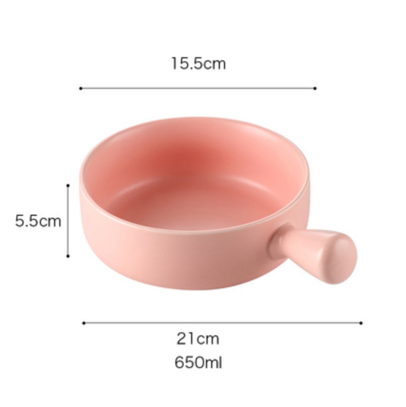 Baking Bowl with Handle Pink - Kitchen utensil, salad bowl, serving bowl with handle | Bowls for dining table & home decor
