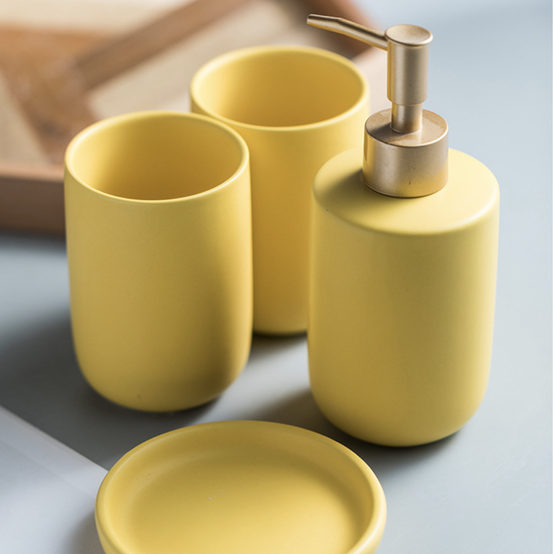 Yellow Bath Set Online Mustard Yellow Bathroom Accessories Nestasia