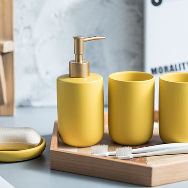 Yellow Bath Set Online - Mustard Yellow Bathroom Accessories | Nestasia