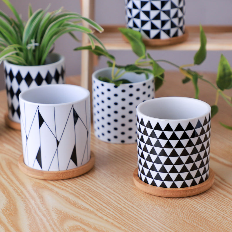 black and white small plant pot Black And White Planter Online - Premium Planter