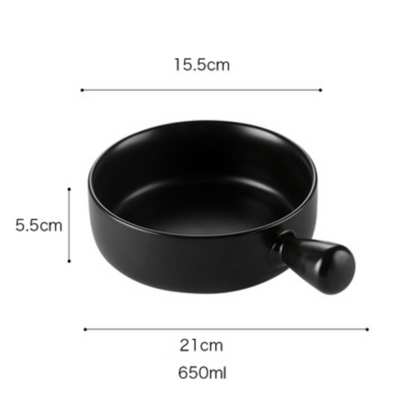Black Baking Bowl - Kitchen utensil, snack bowl, ceramic bowls online, bowl with handle, baking bowls | Bowls for dining table & home decor
