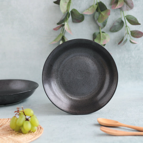 Black Ceramic Plate S - Serving plate, snack plate, dessert plate | Plates for dining & home decor