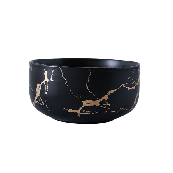 Black Marble Bowl 400 ml - Bowl, soup bowl, ceramic bowl, snack bowls, curry bowl, popcorn bowls | Bowls for dining table & home decor