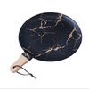 Black Marble Gold Detailed Platter With Handle - Serving plate, snack plate, ceramic dinner plates| Plates for dining table & home decor
