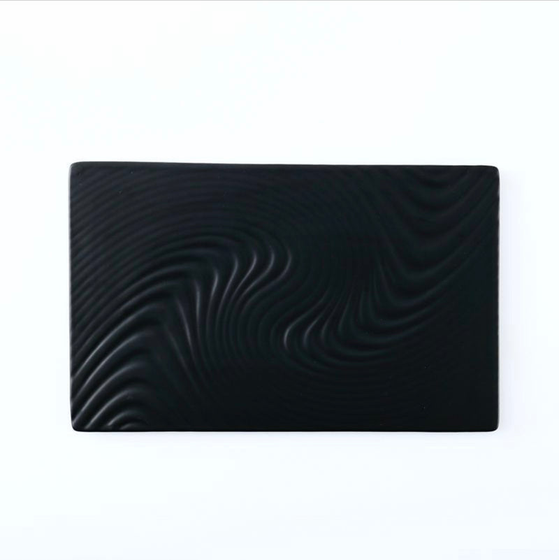 Black Serving Plate Texture Small - Ceramic platter, serving platter, fruit platter | Plates for dining table & home decor