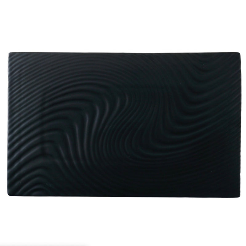 Black Serving Plate Texture Large - Ceramic platter, serving platter, fruit platter | Plates for dining table & home decor