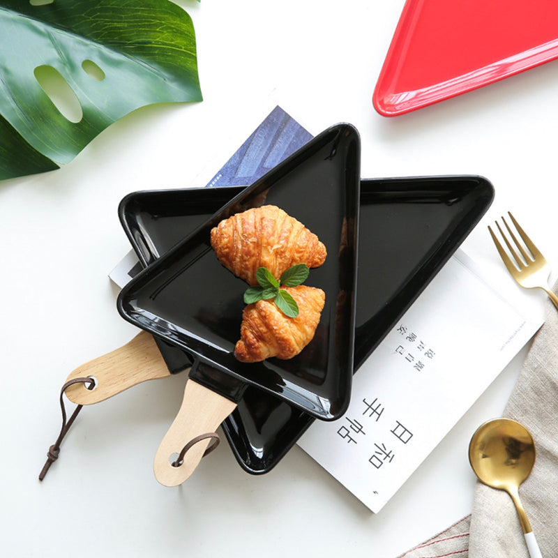 Black Triangle Plate Large - Ceramic platter, serving platter, fruit platter | Plates for dining table & home decor