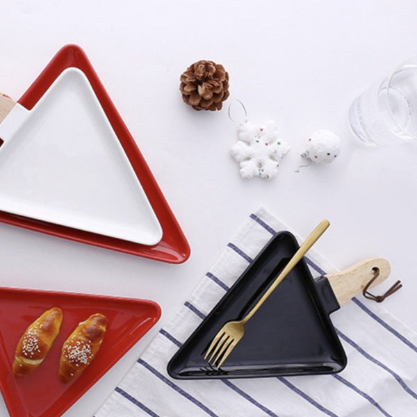 Black Triangle Plate - Ceramic platter, serving platter, fruit platter | Plates for dining table & home decor