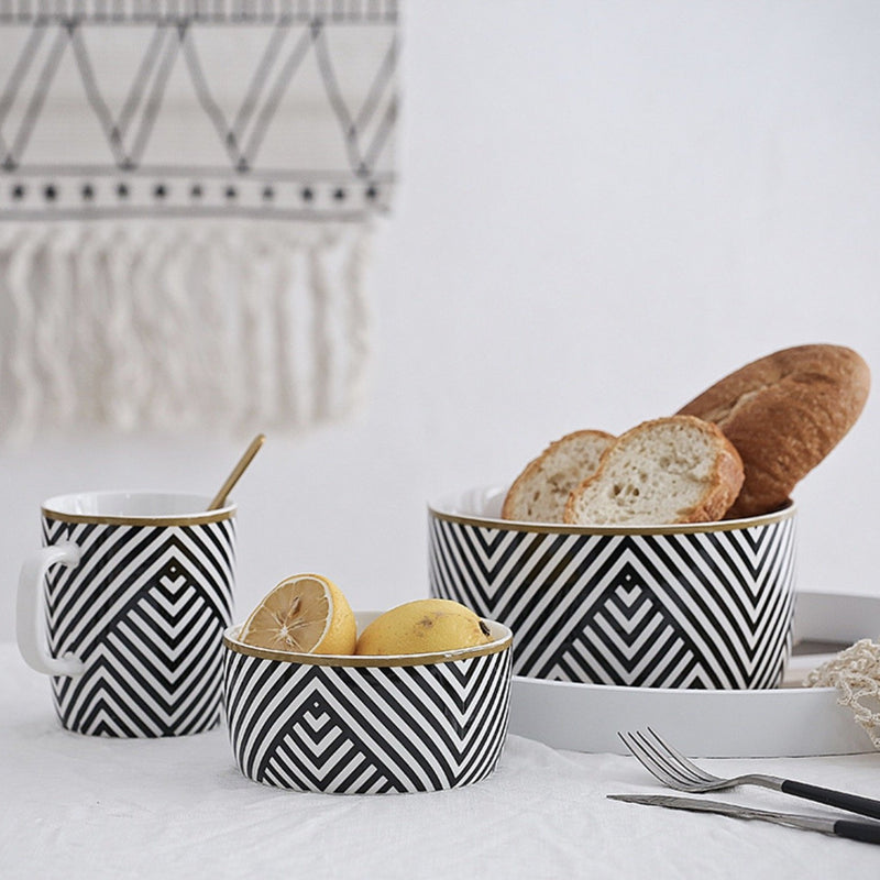 Black and White Bowl 400 ml - Bowl, soup bowl, ceramic bowl, snack bowls, curry bowl, popcorn bowls | Bowls for dining table & home decor
