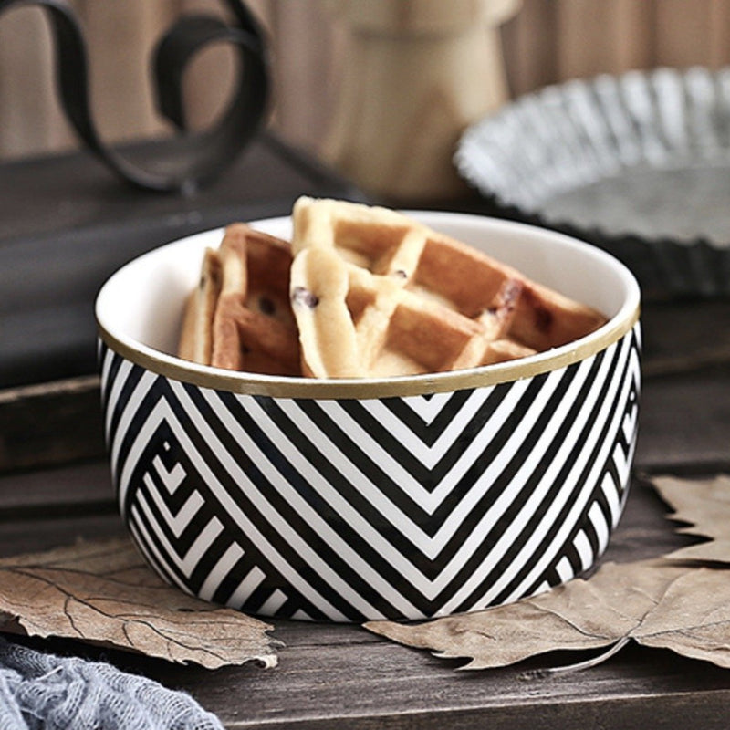 Black and White Bowl 400 ml - Bowl, soup bowl, ceramic bowl, snack bowls, curry bowl, popcorn bowls | Bowls for dining table & home decor